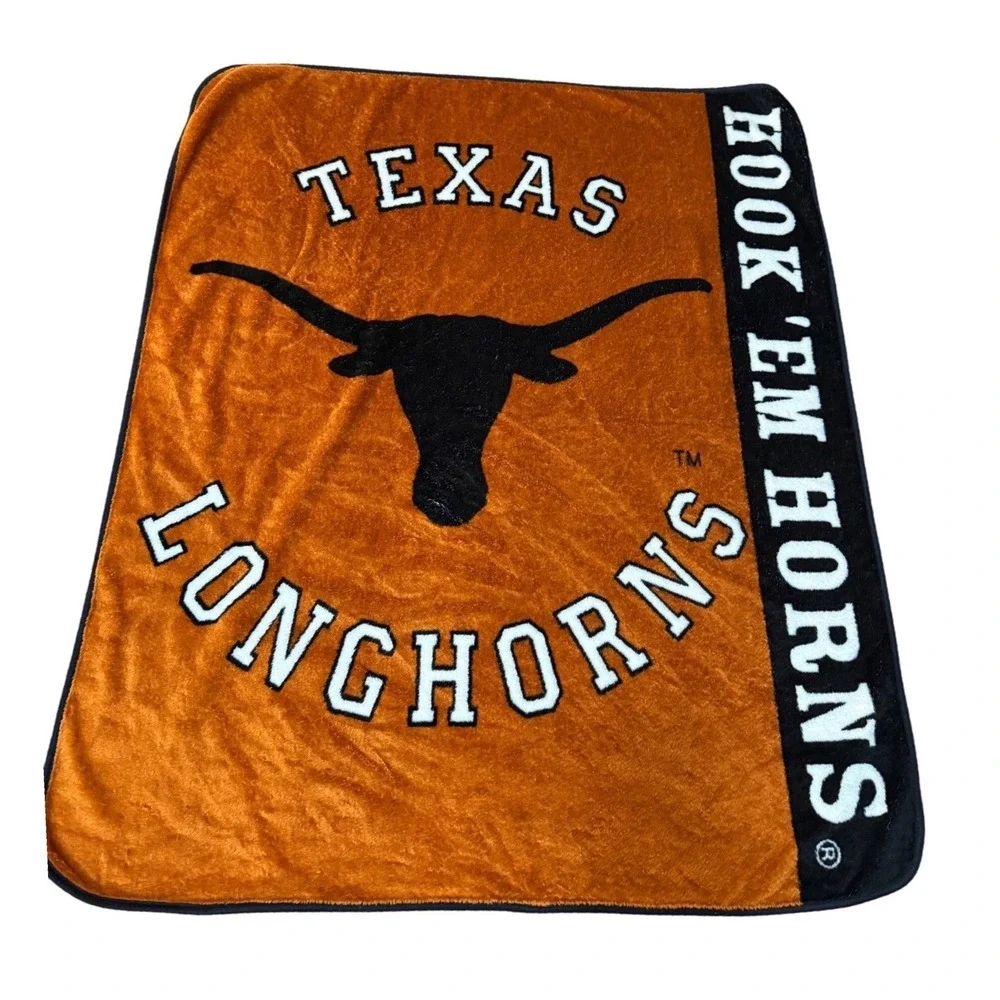Texas Longhorns‎ Hook Em Horns Plush Throw Blanket Burnt Orange Black 46x60 NCAA